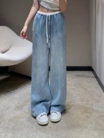 Valenti*N 25Ss春夏新款 薄款撞色腰头洗水休闲牛仔裤丨独家高版出品！定制Yb材质 摆脱传统薄透廉价品相完美还原品相 抽绳松紧腰 穿搭进出不尴尬包容性