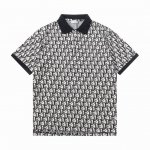 Dior 迪奥 2025新款 轻奢主义 扁机领 全身提花字母Logo 男女同款 休闲polo衫 定制珠地面料 领标吊牌主唛三标齐全 颜色：黑色 尺码：S M L
