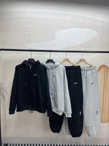 衣服 裤子 Supreme X Nike Ss25Week4 Sweatpant 刺绣Logo百搭宽松 联名系列 刺绣Logo袋鼠口袋连帽卫衣套装 男女同款 采