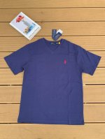 款号：L09 Ralph Lauren 拉夫劳伦2025夏季新配色纯棉240克田岛刺绣V领T恤 颈部主标Logo有二维码标，可以扫码验证，采用日本进口机器田岛绣