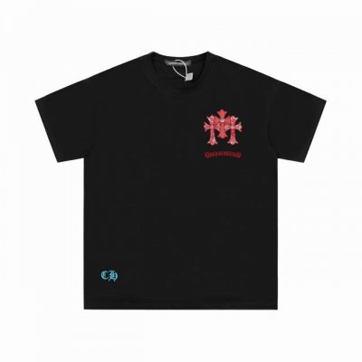 高版本Chrome Hearts克罗心 贴布刺绣马蹄十字短袖！前后贴布设计 梵文重工刺绣，面料使用 克全棉双纱面料 区别于市场低克重普通货 ，纹路清晰可见，质感