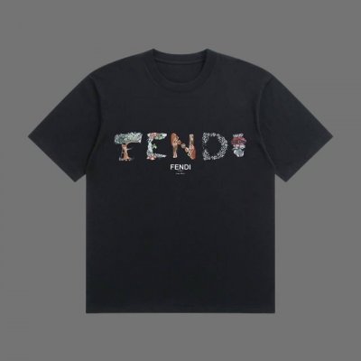 高端品质 Fendi 2025Fall 春夏系列 卡通动漫Logo短袖T恤 区别普通印花 定织270G32支双纱纯棉面料 宽松版型 男女同款 Size：S M