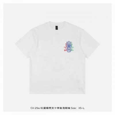 chrome Hearts 克罗心 25Ss 红蓝绿梵文十字发泡短袖 面料采用 克重精梳棉，定制32支1*1螺纹，成衣两遍水洗处理，面料舒适亲肤无异感，定制定染