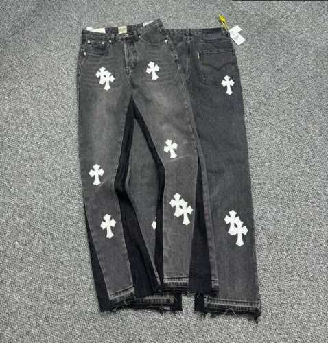 款号:H804 Gallery Dept & Chrome Hearts 克罗心联名 拼接十字架宽松水洗喇叭牛仔裤 真实还原Vintage极致质感 原版五金辅料