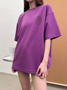 克罗心 新款短袖T 成衣洗水吊磨烧花工艺 特殊混纺双色面料 男女同款 尺码Sml