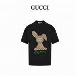 本地自取160 gucci/古驰 23Ss 老花兔贴布刺绣短袖 采用进口田岛刺绣3D立体1.1定位，230克双纱面料，1*1双纱280克罗纹领口，活性燃料印花！