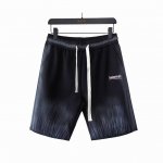 实拍细节图+细节图 Balenciaga 巴黎世家 海浪刺绣绘涂鸦喷墨纹路短裤 刺绣小字母Logo 男女日常通勤穿搭必备 休闲短裤 定制毛圈面料 进口田岛机刺绣