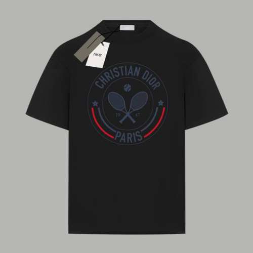 Dior 迪奥 官网同款 网球系列字母Logo 印花双纱纯棉短袖 - 280G双纱纯棉顶级面料 手感柔软 百分百纯棉独家出货 定染硫化黑无尘处理面料 -面料：2