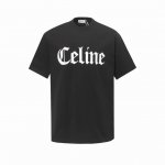 Celine短袖Logo图案采用拉浆厚板印，宽松版型高密度针织，面料280G双纱，1*1双纱螺纹，手感柔软舒适，不变形，宽松版型，男女同款 颜色：黑色 白色 码