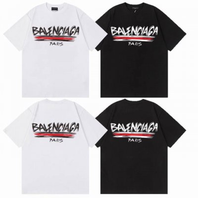 balenciaga 巴黎世家 25Ss 经典绘画字母印花情侣圆领短袖T恤 颜色 白色 黑色 码数 Xs S M L 采用300G 双纱纯棉面料