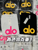 Alo字母立体发泡印花袖口定制布标宽松圆领短袖T恤 款号：25671704251 颜色：白色 黑色 尺码：Sml S胸围112衣长73 M胸围116衣长74 L