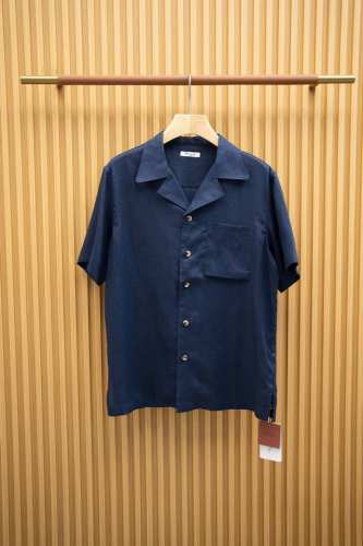 l Ss亚麻短袖衬衫 100%优质亚麻面料 老钱休闲风 蓝色 Size：M-Xxxxl
