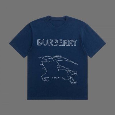 高端品质 Burberry 2025Fall 春夏系列 战马线条短袖T恤 区别普通印花 定织270G32支双纱纯棉面料 宽松版型 男女同款 Size：S M L