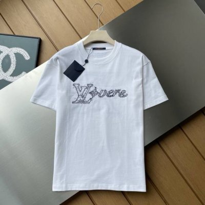 专柜还原顶级复刻版 Louis Vuitton 路易威登，春夏限定款Lv驴家 草写签名字母Logo刺绣 简约百搭圆领短袖T恤男女同款 面料采用24克重精梳棉洗水