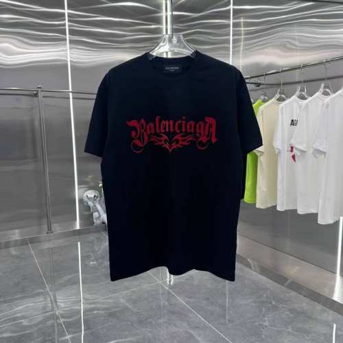 Bal 巴黎世家 2025春夏新款 圆领短袖T恤 植绒工艺 男女同款宽松版 S M L Xl Xxl 五个码 颜色：黑色 白色 灰色