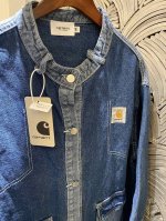 140款号403 Carhartt卡哈特 高品质绣标拼接设计款水洗做旧复古牛仔外套情侣款 Color: 蓝色 Size: M-Xl M 肩宽50 胸围110 衣