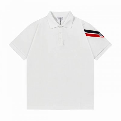 Moncler 蒙口 手袖织带徽章拼织2025新款 轻奢主义 定制小标字母Logo 男女同款 休闲polo衫 定制珠地面料 领标吊牌主唛三标齐全 颜色：白色 尺