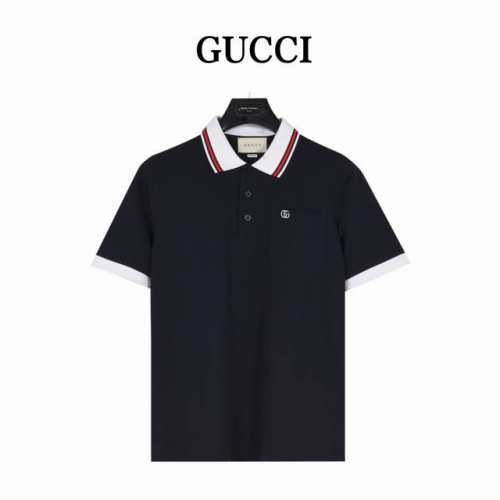 Gucci 古驰 25Ss 口袋双G刺绣领口撞色短袖polo衫 原版品质，欢迎对比 品牌经典图案巧妙糅合纹理与缀饰细节，为2025早春系列的成衣设计增添色彩。G