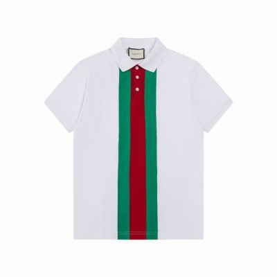 Gucci 古驰 25Ss新款 经典彩条 竖拼接 Polo 230克重双纱全棉珠地 颜色：黑 白 码数：S M L Xl Xxl