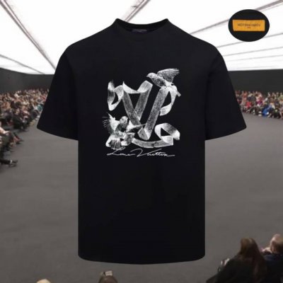 高版本 Nfc芯片感应 后标 Louis Vuitton 路易威登 2025印花图案纯棉短袖T恤，定制32支300克同缸染面料 手感非常舒服 春夏最新砖柜同步