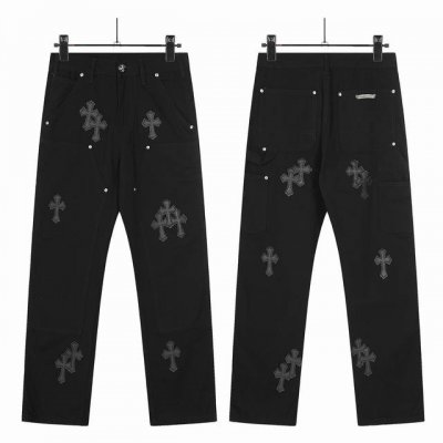8161 Chrome Hearts Ch克罗心 25Ss亲友限定十字架卡哈特底板伐木裤牛仔阔腿裤 真实还原Vintage极致质感 无原标平替款 意产特种牛皮印