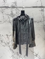圣家定制烫金面料 衬衣 减龄领子设计 优雅时尚 又落落大方 定制面料数量有限 独家首发 码数Sml