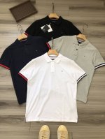 Tommy Hilfiger 丨 四色汤米 25年春夏新款 小旗标刺绣 袖口拼色织带男款商务休闲翻领polo衫. 颜色：白色 灰色 藏青 黑色. 材质：40支莱