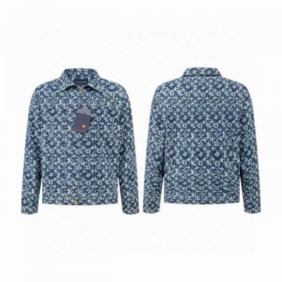 供 路易威登Louis Vuitton 满印老花工装拉链牛仔外套 龚俊同款Lv走秀款牛仔服夹克 Yb拆货五金辅料！做旧带Logo黄铜金属扣！重磅来袭，真正的好货