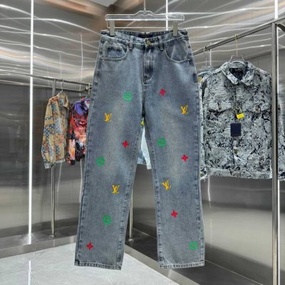 Lv 路易 25新品 彩色字母Logo压硅胶牛仔裤！特定最新品牌皮标 重磅单品~私渠稀有臻品 客供五金辅料 进口客供定织牛仔棉布面料,时尚又个性 超级百搭好看的