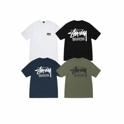 款号Xb2041# Stussy斯图西 Ss25 上海限定短袖T恤男女同款 230克纯棉圆筒布版型 两侧面不带缝线 正确版本与正品相同。区别市场通货。 颜色：黑