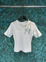 【Qx.】P190 balmai·25春季新品绑带拼接暗纹提花针织短袖
