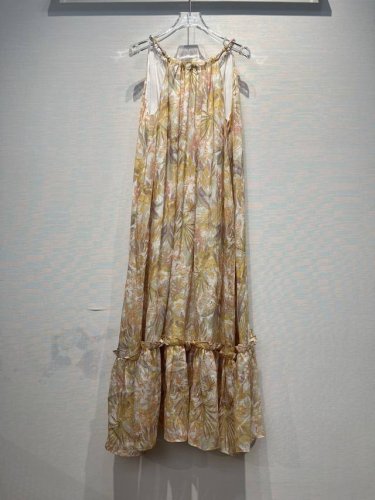 2025新款 亚麻印花吊带长裙 时尚飘逸 Size: S- L