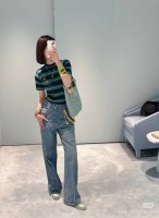 25Ss春夏新款绿色条纹短袖T恤 sml
