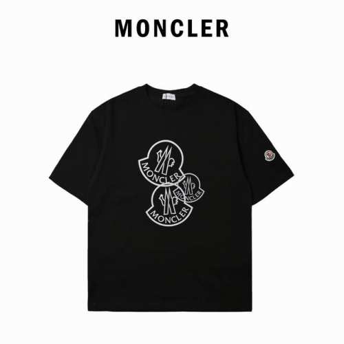 moncle* 蒙口*2025春夏新款 经典字母双图腾短袖T恤 印花图案 定制双纱平纹纯棉面料 短袖T恤 男女同款 颜色：黑色 白色 001 尺码： S -Xl