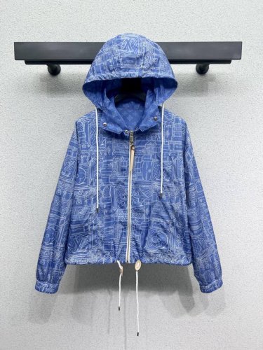 L家印花蓝色连帽外套 开模定制五金配件 版型超赞 上身完美百搭款 高品质 尺码Sml