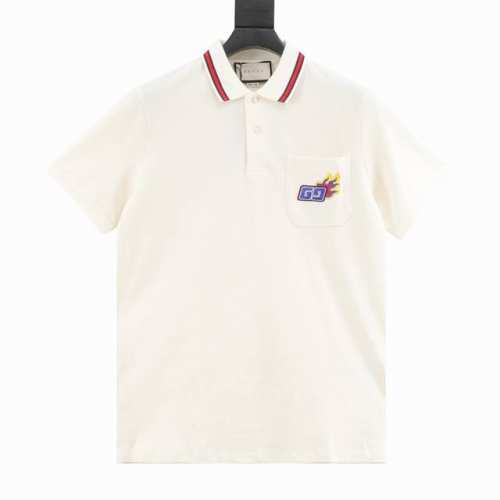 Gucci 古驰 龙年限定胸口口袋短袖Polo衫 采用100%棉双面珠地面料，拆解纱线分析，订织蜂窝四角网眼胚布，衣领为双系统提花定织扁机制成，有弹性，不变形