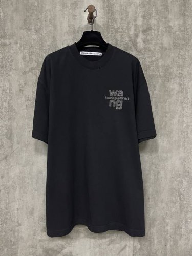 秋冬重磅400G短袖 长期有货 Alexander Wang 亚力山大王 25Fw 新款Logo烫钻重磅短袖T恤 面料高定超重磅全棉双纱紧密新疆棉 克重400克