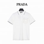 prada 普拉达 胸前口袋三角标短袖Polo衫 时尚型裁设计 兼具个性 简约不简单 客供精仿棉打造珠地材质面料,领口丝光面料编织， 内里工整严密,手感柔软细腻