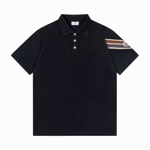 Moncler 蒙口 手袖织带徽章拼织2025新款 轻奢主义 定制小标字母Logo 男女同款 休闲polo衫 定制珠地面料 领标吊牌主唛三标齐全 颜色：黑色 尺
