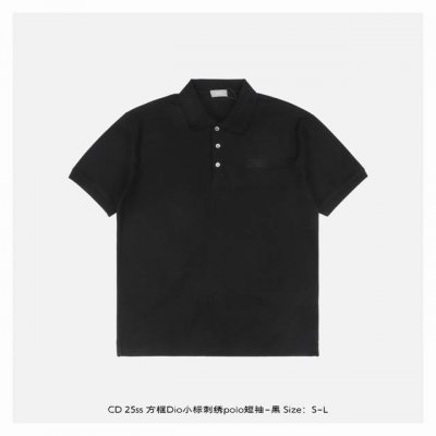 dior 迪奥 25Ss 方框Dio小标刺绣Polo短袖-黑 原版定制 G全棉朱地布料，螺纹染色原版一致，进口机榻榻米绣花工艺使得字母标识呈现出细腻、精美的效果