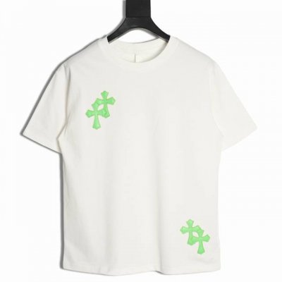 chrome Hearts 克罗心 荧光十字架短袖T恤 采用直喷进口机器印花 五金辅料均开磨定制 正确配置 黑色2025克罗心正品包装 克定制定染双纱棉 版型大