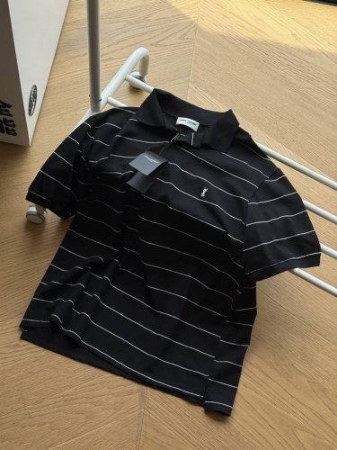 供 Saint Laurent paris圣罗兰条纹珠地polo短袖T恤 s~Xl 原版180G索罗娜珠地棉速干轻量舒适透气夏日不闷热胸口经典刺绣小标Logo