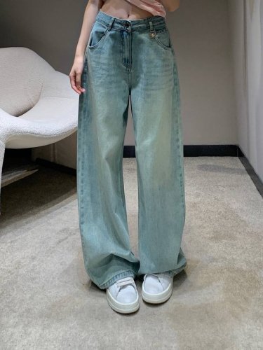 Loew* 25Ss春夏新款 后袋彩色刺绣字母弯刀牛仔裤丨独家高版出品 进口全棉牛仔材质 水洗柔软舒适 色系超级好看 工艺处理精细完美 后字母刺绣装饰上身超级显