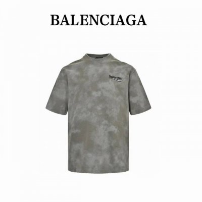 balenciaga 巴黎世家 24Ss 刺绣可乐泥染短袖 6S双纱面料 全棉螺纹 面料洗水 高密度绣花 万针刺绣 定织定染胚布水洗定型避免缩水问题 领口宽螺纹