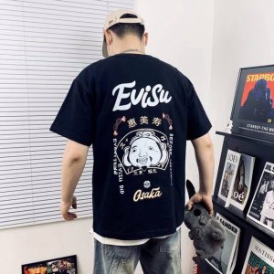 模特细节图# evisu福神高版本最新款佛头印花男女休闲短袖T恤 不得不推荐一款非常受欢迎的硬货 280克面料有型 更有质感 夏季你需要这样一件超百搭的T恤 看