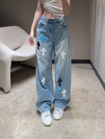 Chorme Heart* 25Ss春夏新款 十字架贴皮水洗牛仔裤丨独家高版出品！超级百搭！四季可盘，不容错过的牛货一枚！搭配一双版型就Hin好看的出街 随时随