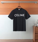 Celine2025春夏新款 硅胶圆领260G短袖Tee 实物很棒男女同款宽松版 采用260克双纱纯棉面料 对色定染、面料螺纹同缸无色差。面料柔软抗皱纱线制成。