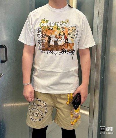 Stussy X Denim Tears 联名款 Ss25 胸前印花图案圆领短袖T恤 男女同款 面料：240G双纱面料，不变型不起球 辅料；全套辅料定制；1:1