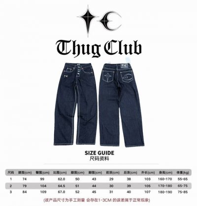 Th40 顶级版本辅料齐全Thug Club常青款经典款休闲牛仔裤男女同款 Tc这个牌子有着韩版 克罗心 称号 世界各路顶流纷纷上身，潮牌有着先锋视觉在时尚圈迅