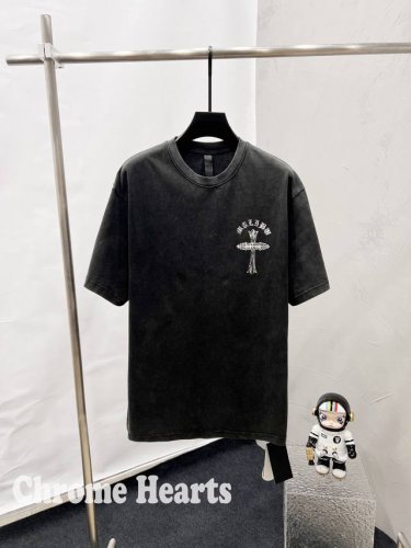chrome Heartsch克罗心 重工拉浆马蹄夜光印花短袖 T桖 采用进口康利直喷 定制定染双纱棉 版型大 宽松有型男女同款 尺码:S M L Xl